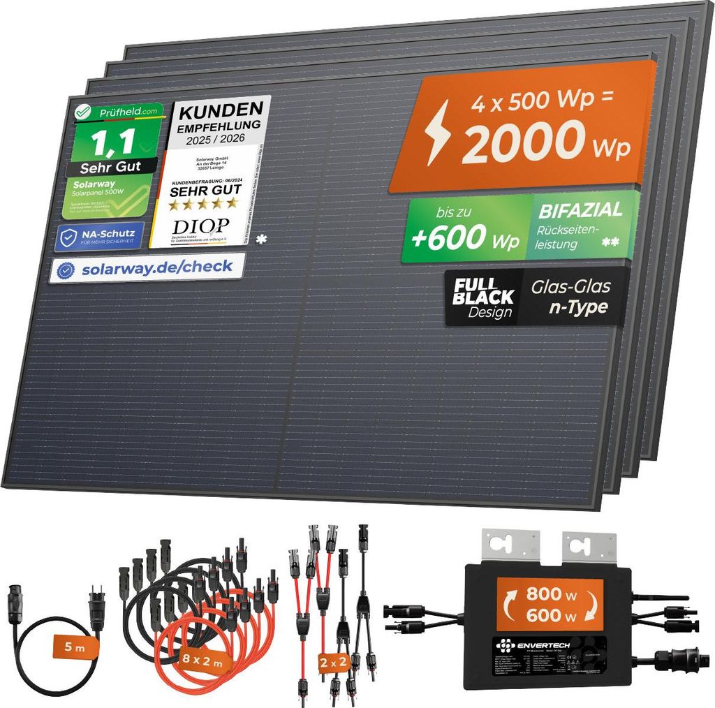 SOLARWAY Balkonkraftwerk 2000 Watt | Envertech 800 Watt Produktbild 