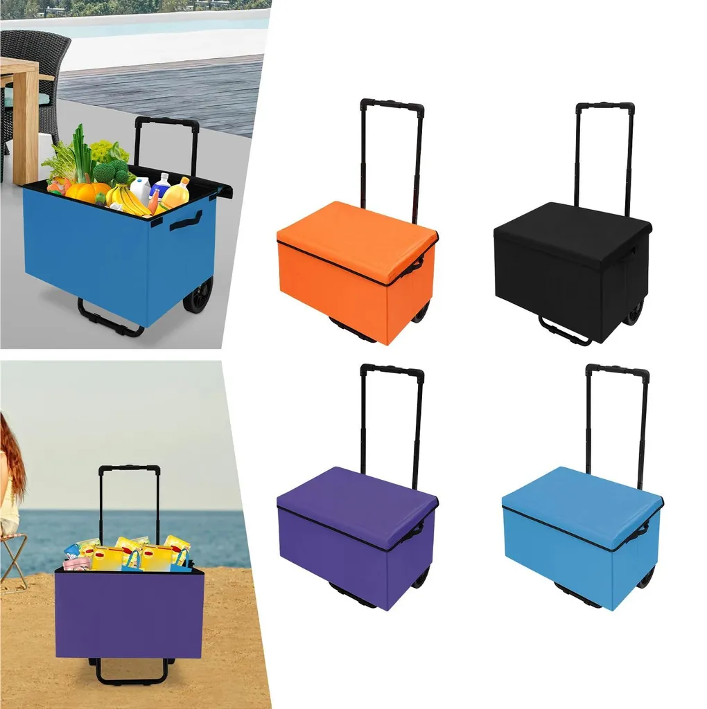 Poussette de marché pliable 64L - Caddie de courses résistant violet
