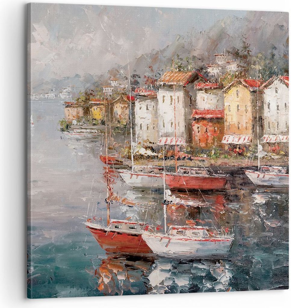 Bild auf Leinwand - Leinwandbild - Einteilig - Meer Hafen Segel - 60x60cm - Wand Bild - Wanddeko - Wandbilder - Leinwanddruck - Bilder - Wanddekora...