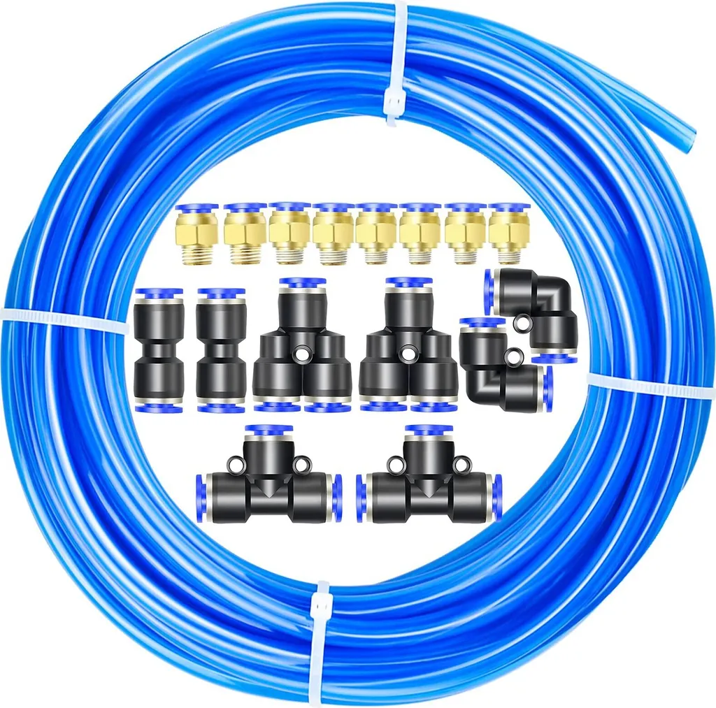 Extension Tuyau d'air 10m pour Compresseur - Kit complet 16 Raccords 8mm
