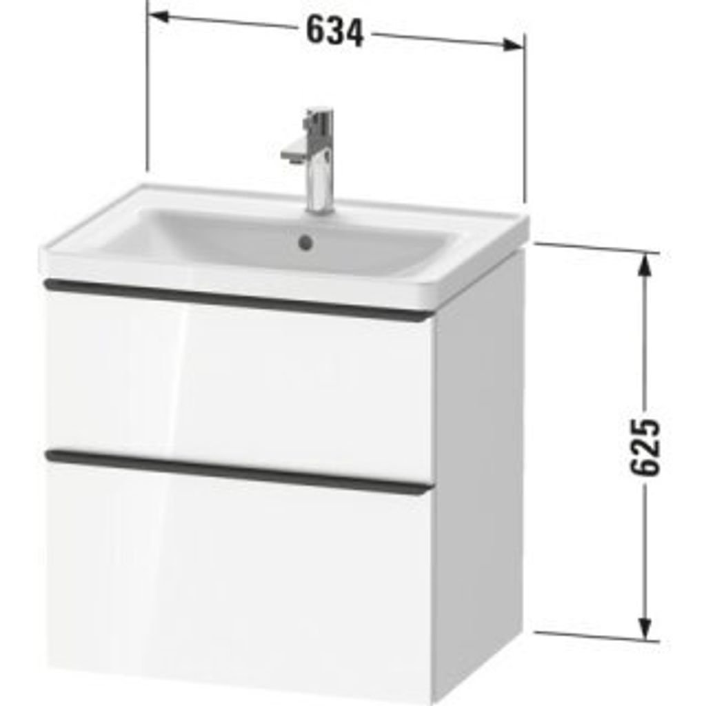 Duravit D-Neo Waschtischunterbau wandhängend, 634x625x452mm, 1 Auszug, 1 Schubkasten, mit Griff Chrom, DE4354010550000