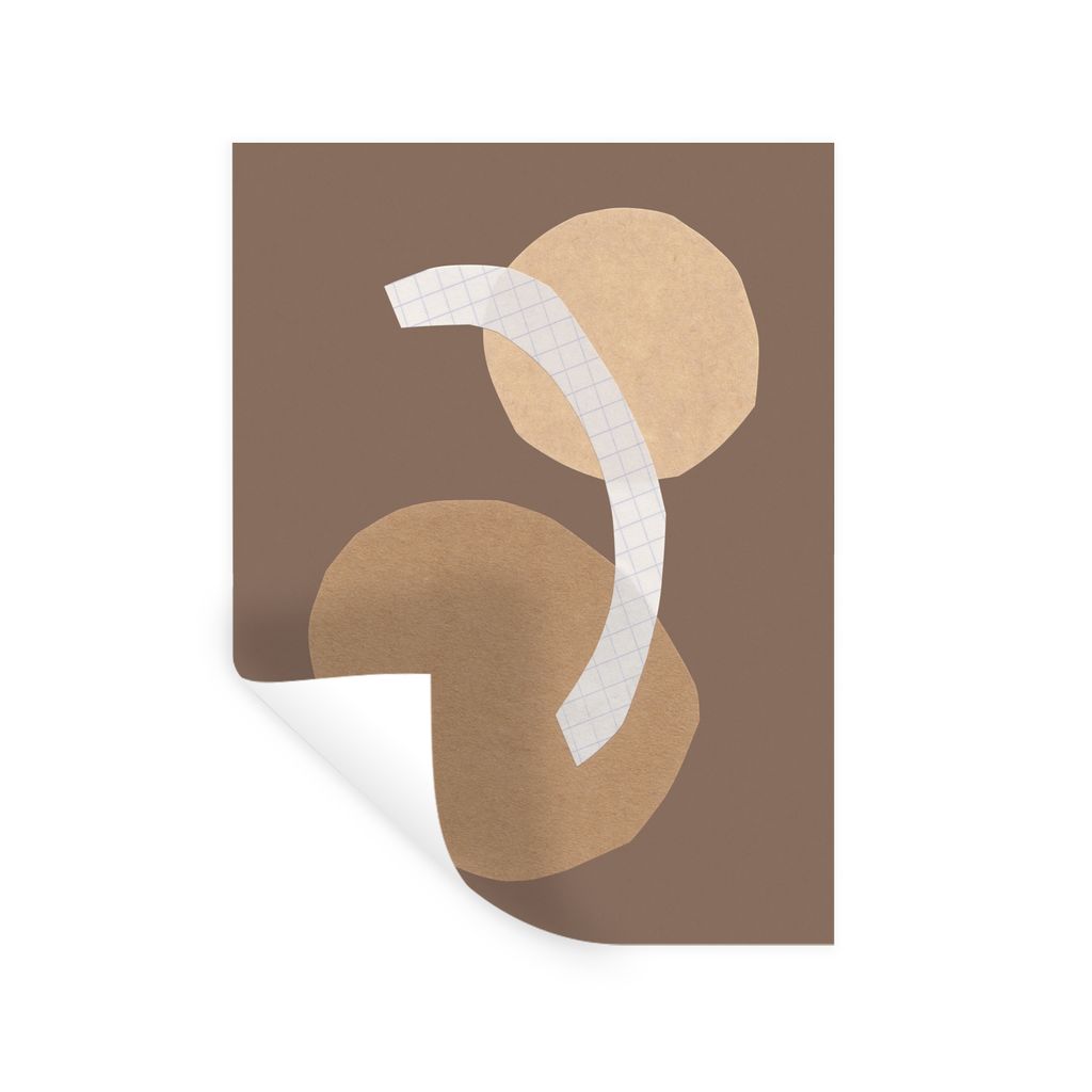 MuchoWow Wandtattoo Wandsticker Wandaufkleber Formen - Abstrakt - Quadrate - Pastell - Braun 90x120 cm Selbstklebend und Repositionierbar - Falte...