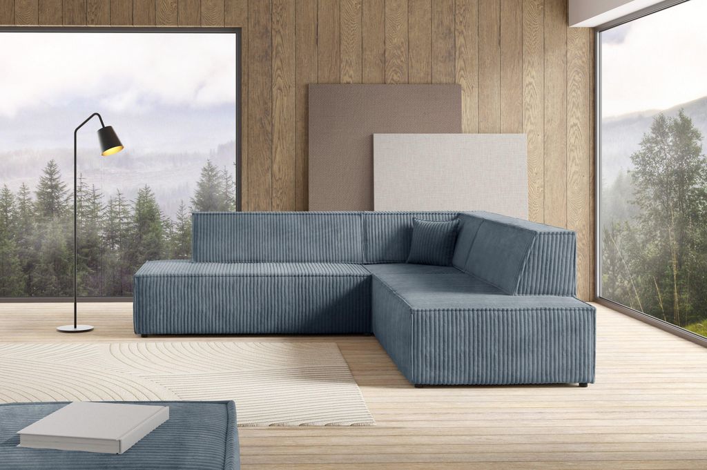 Masseno Ecksofa TESSO II R-S mit Schlaffunktion L-Form, Sofa mit Bettkasten, Wohnzimmersofa, Couch, Soffa, Bettsofa, Couchgarnitur- Grau, TILIA 85