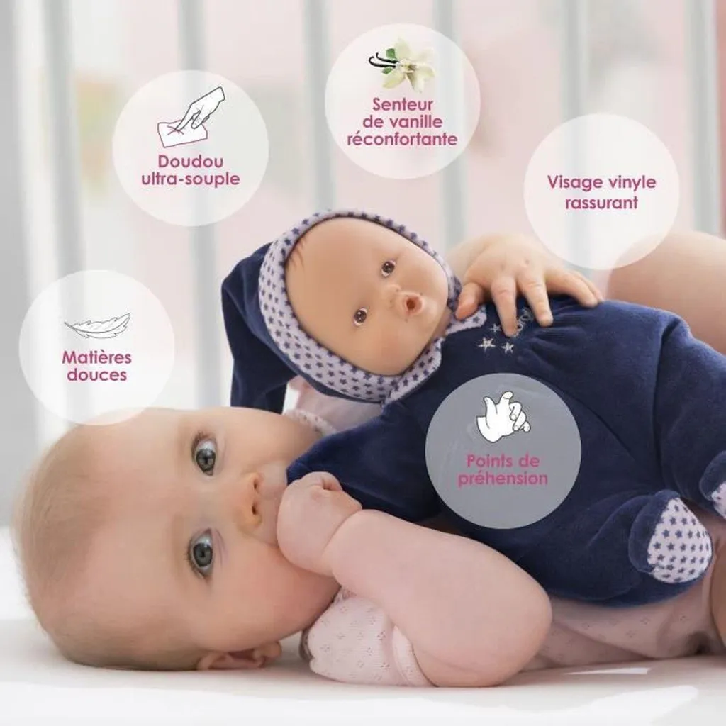 Doudou Corolle Babipouce Bleu 28cm - Solution Apaisante pour Bébé Agité - 4