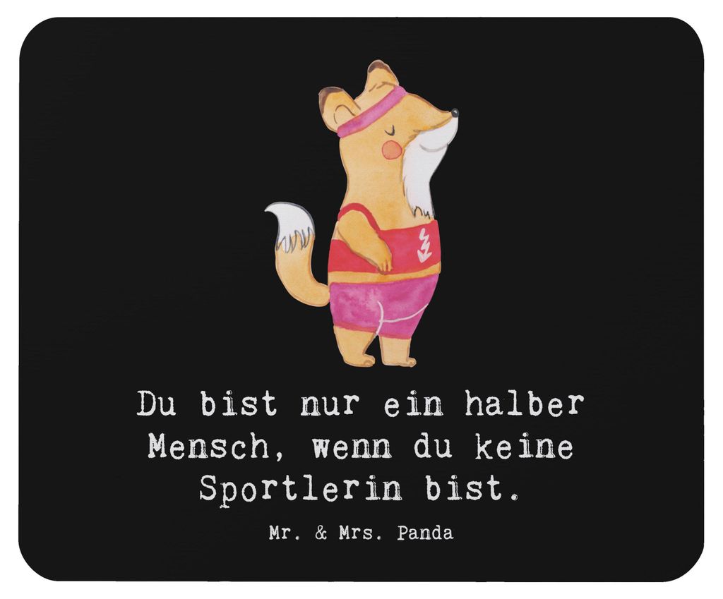 Mr. & Mrs. Panda Mousepad Sportlerin Herz - Schwarz - Geschenk, Mauspad, pc, mausteppich, laptop, Mouse Pad