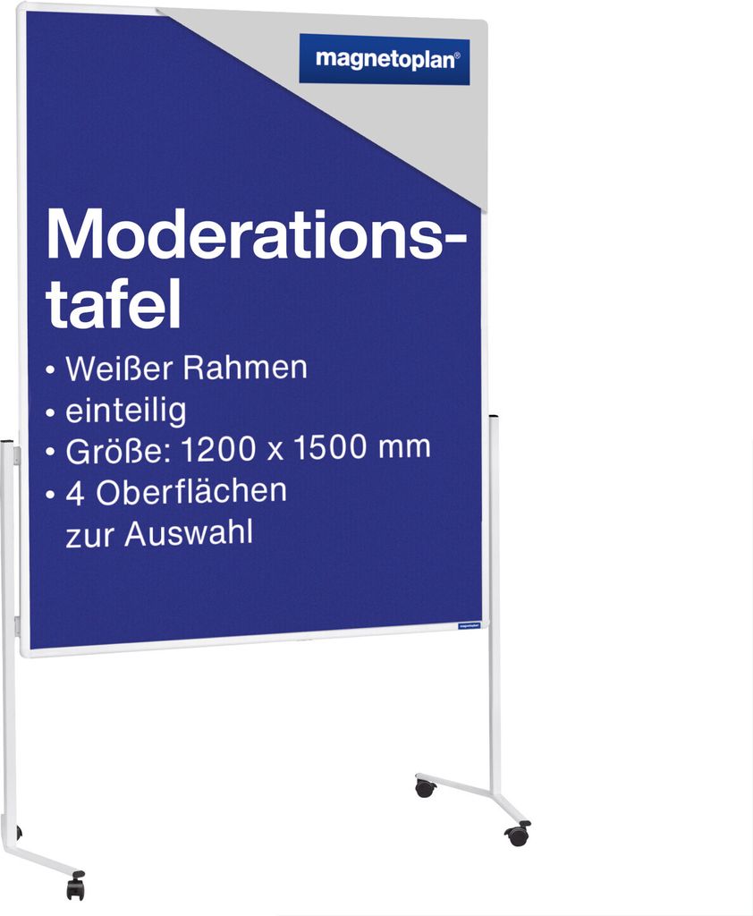 Magnetoplan Moderationstafeln einteilig mit weißer Alurahmen - Mobil - 120x150cm - Blau