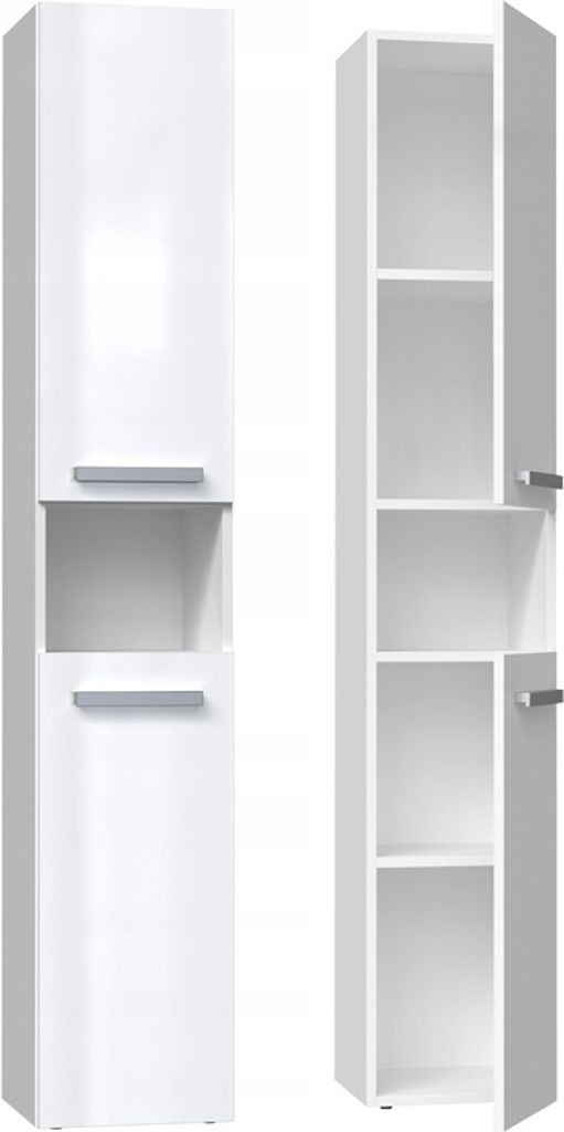 Badezimmerschrank NEL I 31x30xH174 weiß glänzend Produktbild 1