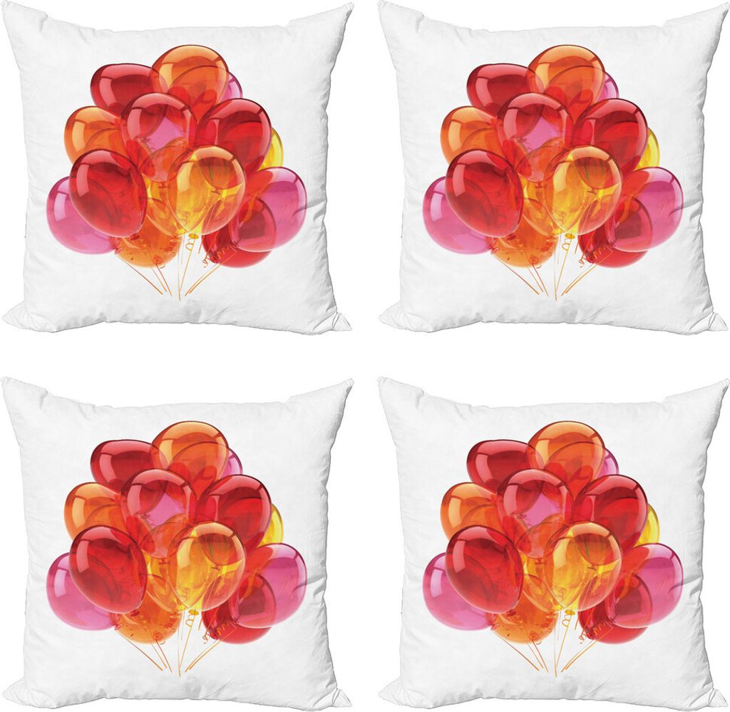ABAKUHAUS Orange und Rosa Kissenbezug Set (4 Stück), Warm-Ballone, Moderner Doppelseitiger Digitaldruck, 45 cm x 45 cm, Mehrfarbig