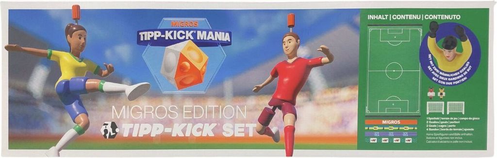 Tipp-Kick Mania Migros Tischfußball Kicker Spieler Tore Torhüter Bälle Spieleset