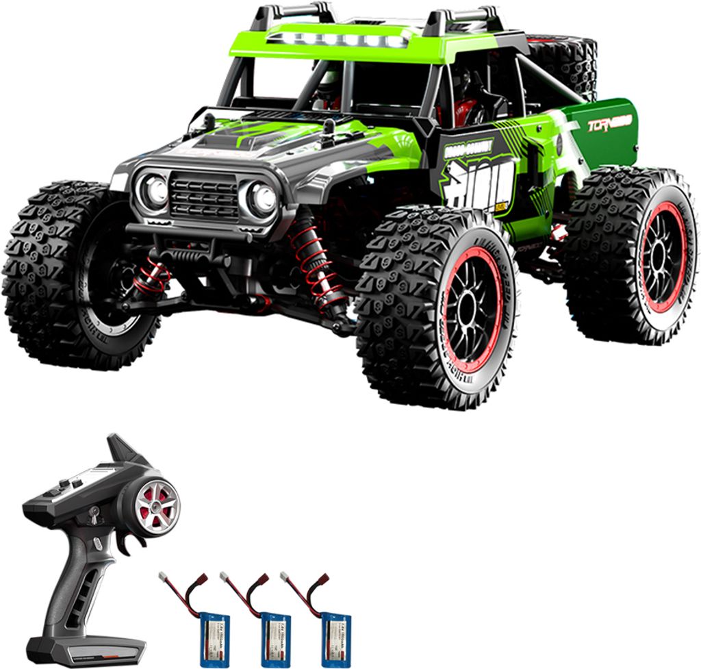 Ferngesteuerter LKW, ferngesteuertes Auto, Gelaendewagen, 48 km/h, 4WD, 2,4 GHz, vollwertiges Kletterauto mit LED-Leuchten fuer jedes Gelaende, 3 B...