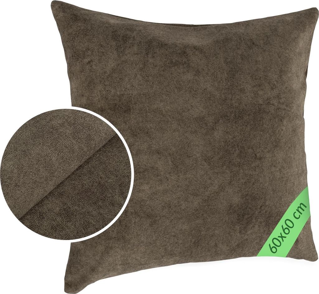 Dekokissen MAGIC atmungsaktiv ohne Füllung Kissenbezug Velour mit Reißverschluss 60x60cm einfarbig Meliert-Optik UNI Hellbraun