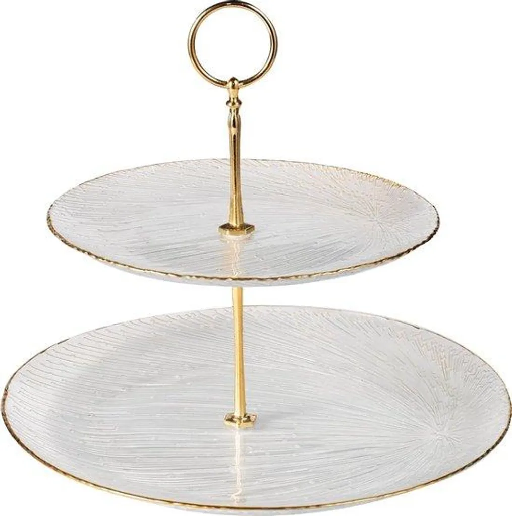 Gain de place table : présentoir desserts transparent à deux étages