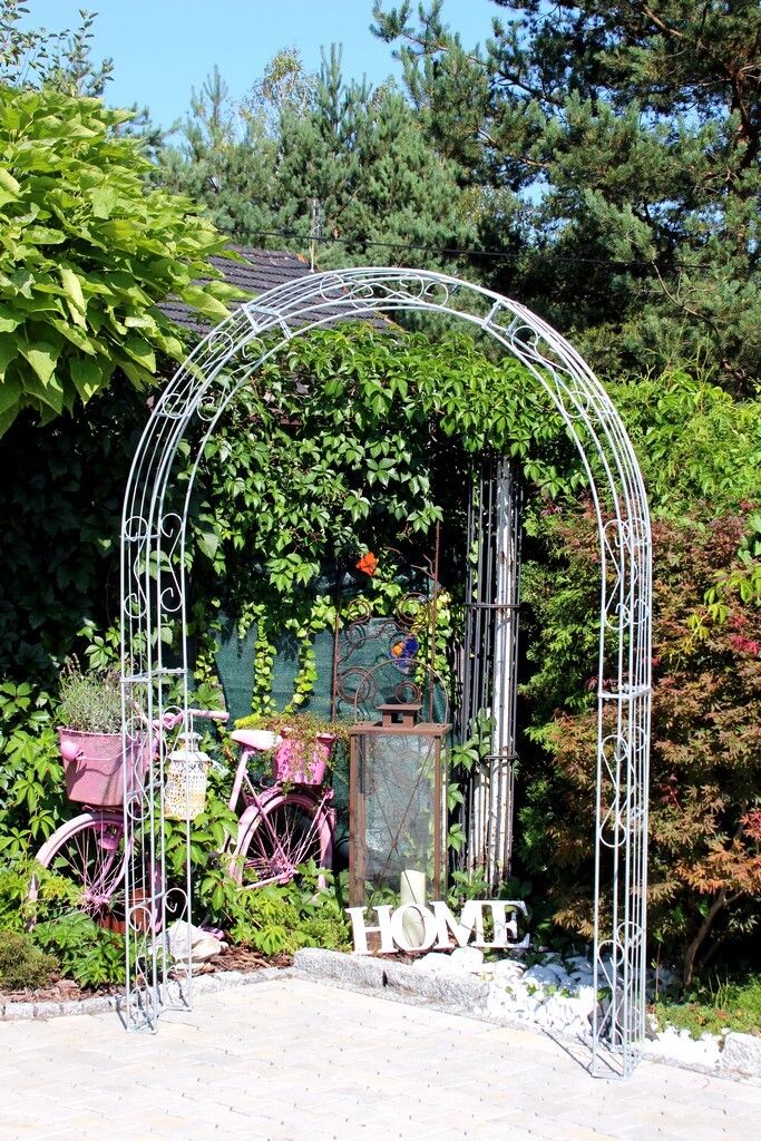 GardenAndPools Rosenbogen Paris Rund B-1,80 m Verzinkt Pergola Metallrosenbogen Gartenbogen Rosensäule Rose Arches Arco da Giardino Arches de Rose