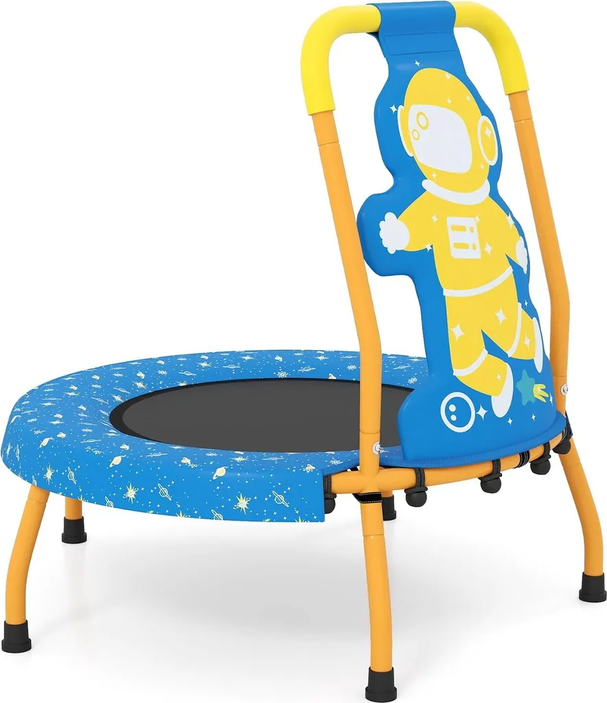 Trampoline enfant 71 cm avec poignée de maintien thème Astronaute