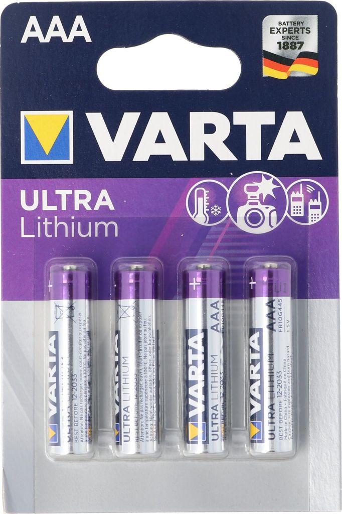 Varta Lithium Batterie AAA, Micro, FR03, 6103, Varta Ultra Produktbild 