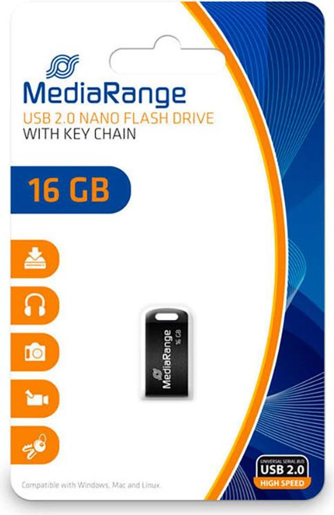 MediaRange MR921, 16 GB, USB Typ-A, 2.0, 15 MB/s, Ohne Produktbild 