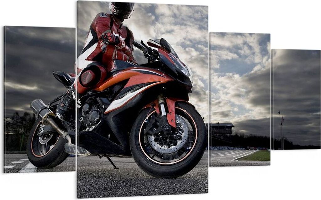 Bild auf Leinwand - Leinwandbild - Sport Rennen Motorrad Reise - 160x90cm - Wand Bild - Wanddeko - Leinwanddruck - Bilder - Kunstdruck - Wanddekora...