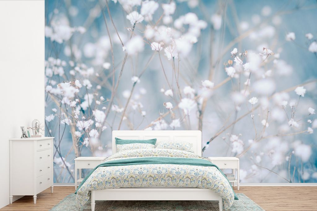 MuchoWow Fototapete für Wohnzimmer oder Schlafzimmer Wandtapete Vinyl Motivtapete Äste - Schnee - Winter - Natur - Botanisch - 420x280 cm - Zim...