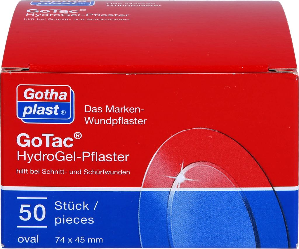 GoTac Hydro Gel-Pflaster 74x45 mm oval, 50 St. Pflaster