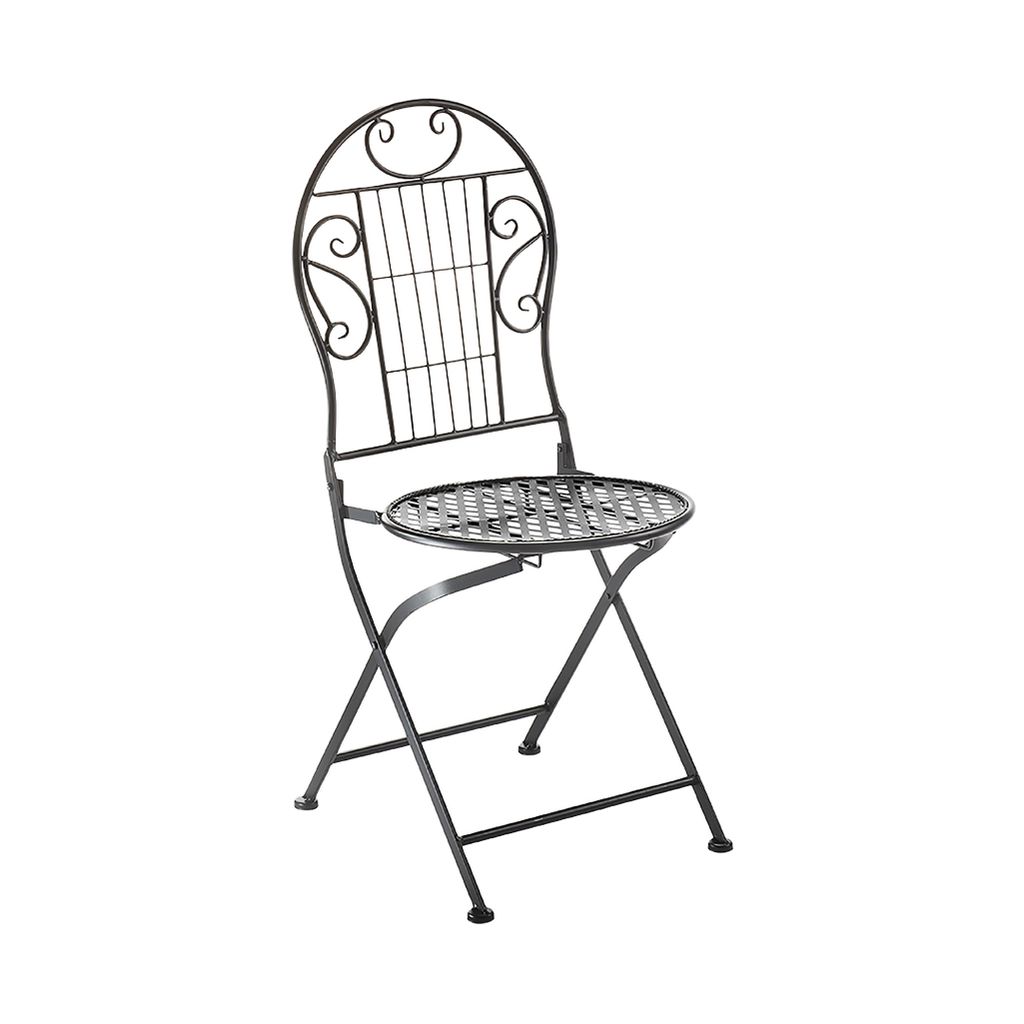 Kobolo Gartenstuhl Metallstuhl Klappstuhl Stuhl Metall - schwarz - Terrasse Balkon Romantisch Deko rund Blumen klappbar Muster Design Klappstuhl Bunt