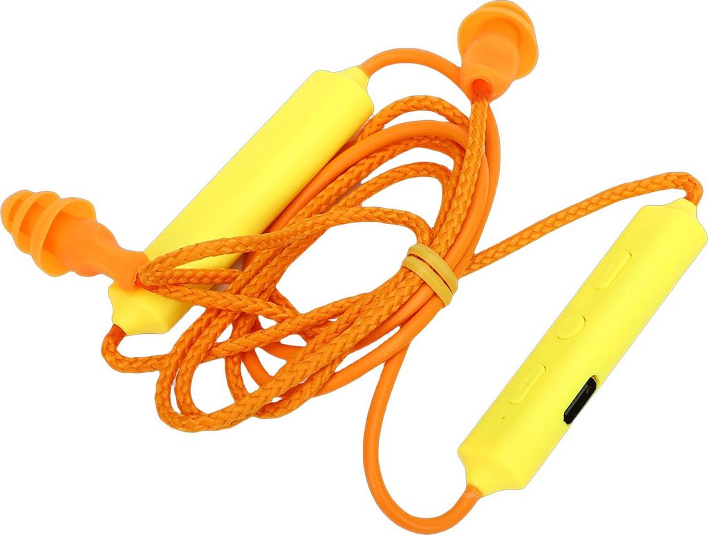 Bluetooth-Ohrstöpsel-Kopfhörer 29 dB Geräuschreduzierung IPX5 wasserdicht wiederaufladbare Nackenbügel-Ohrhörer für Baustellen Werkstatt Gelb