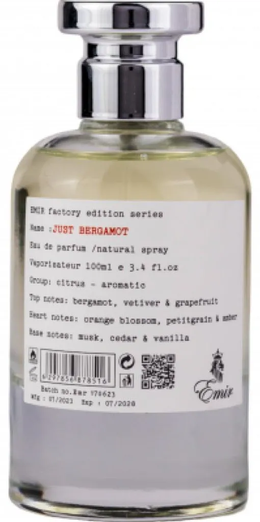 Eau de Parfum Just Bergamot Emir - Parfum Frais et Boisé Unisexe 100ml