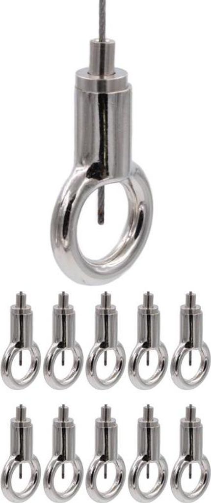 10x Drahtseilhalter / Gripper 20, Ring, für Drahtseil Ø 1,5 - 2,0 mm | vernickelt
