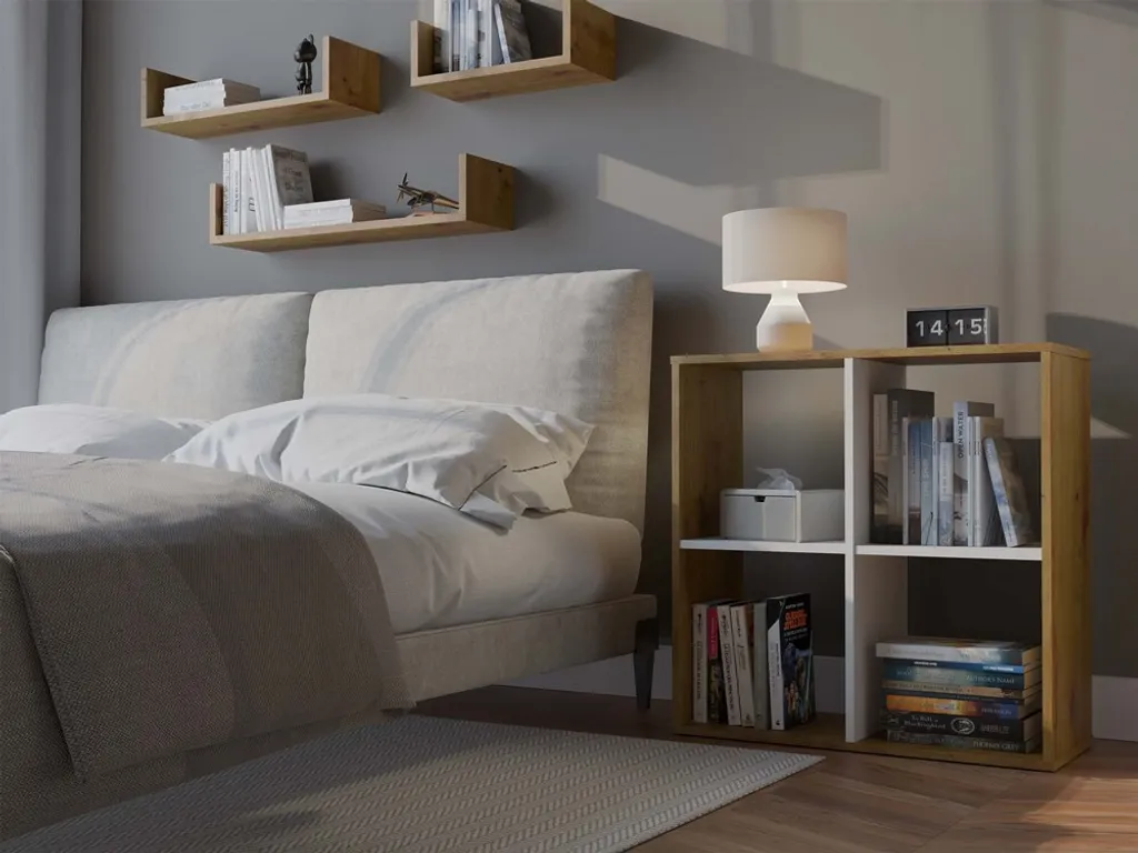 Étagère compacte RAINIS 1 : la solution de rangement chêne et blanc