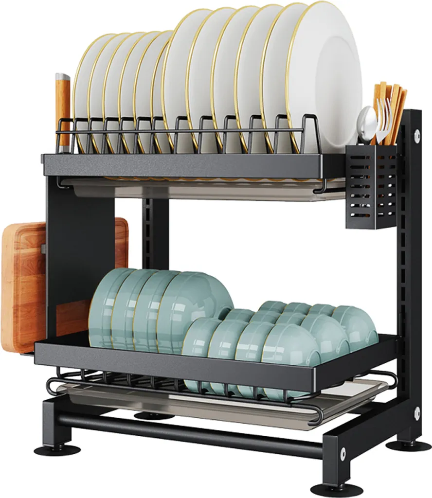 Scolapiatti in acciaio inox con scolapiatti per piano di lavoro e lavello da cucina, grande, argento | Leroy Merlin