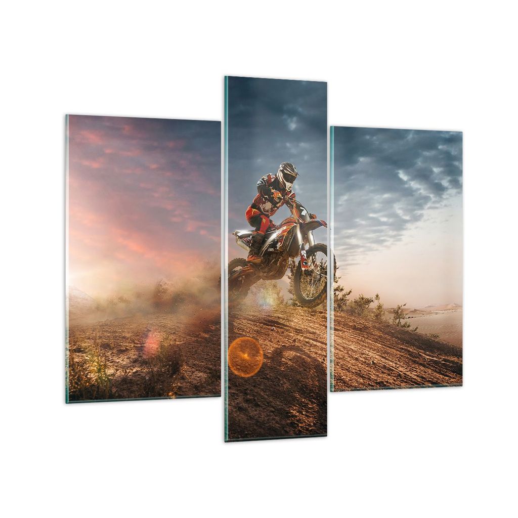 Bilder auf glas - Motor Reiten Helm - 95x80cm - Glasbilder - Wandbilder - Kunstdruck - zum Aufhängen bereit - Wanddekoration aus Glas - Glas Bilde...