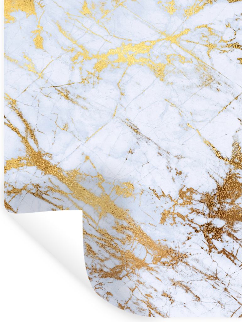 MuchoWow Wandtattoo Wandsticker Wandaufkleber Marmor - Gold - Weiß - Luxe - Marmoroptik - Glitzer 60x80 cm Selbstklebend und Repositionierbar - ...