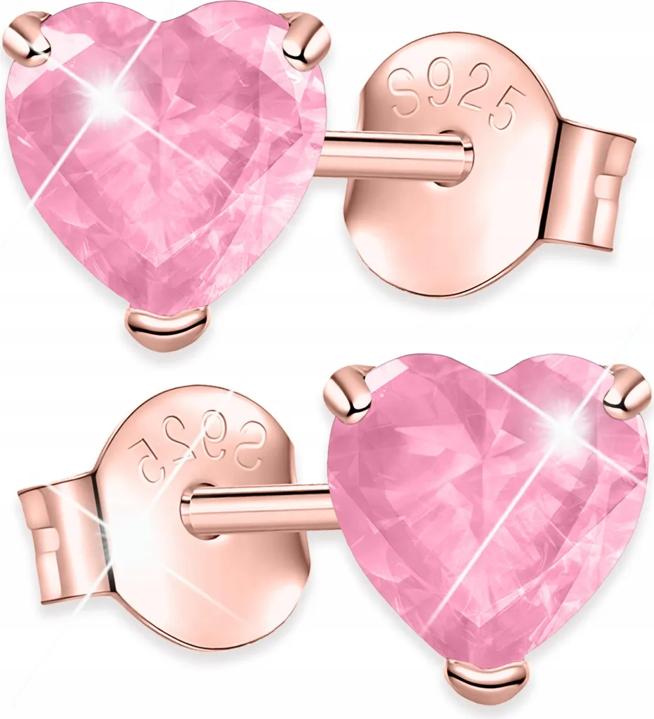 Orecchini A Cuore In Argento Sterling Con Cristalli Zircondia - Rosa Chiaro, Eleganti E Contemporanei
