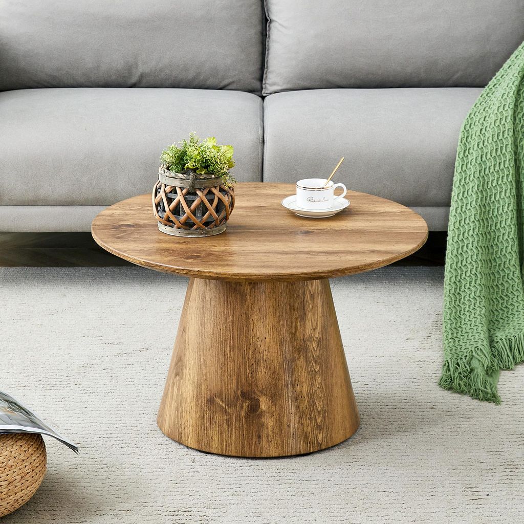 Runder Couchtisch 60 cm, Naturholzoptik, MDF, minimalistisch
