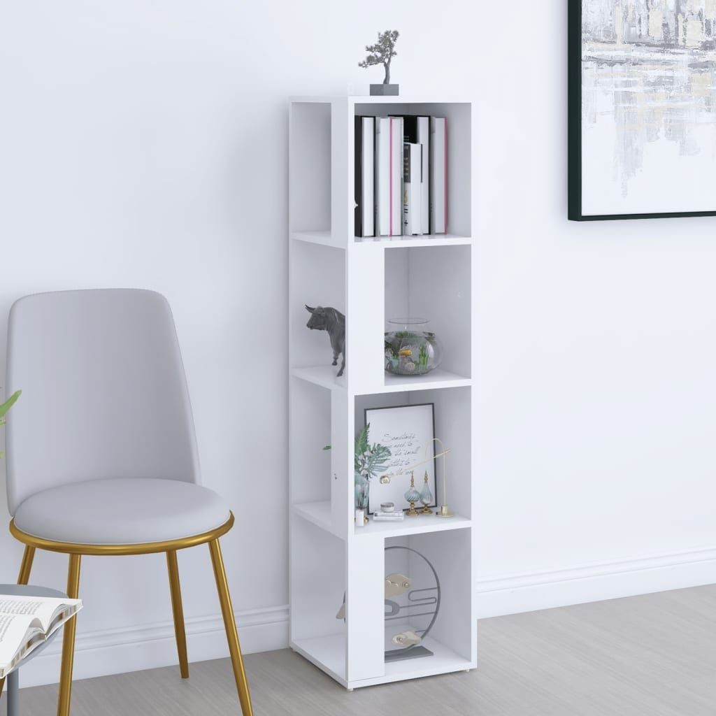 Rohový regál bílý 33x33x132 cm Dřevěný materiál Obrázek produktu 