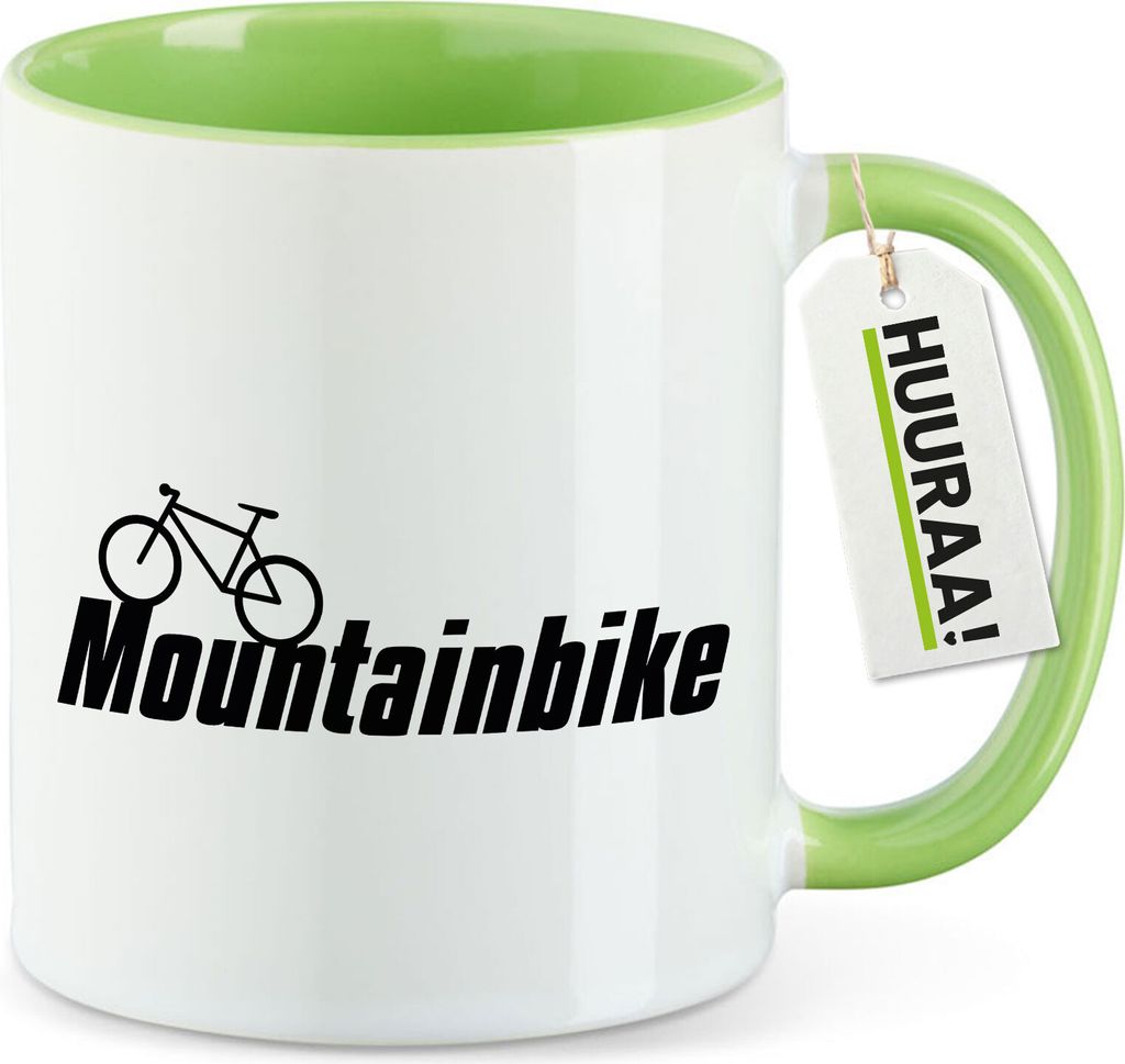 Huuraa Kaffeetasse Mountain Bike Fahrrad 330ml Grün Keramik Kaffeebecher Geschenkidee
