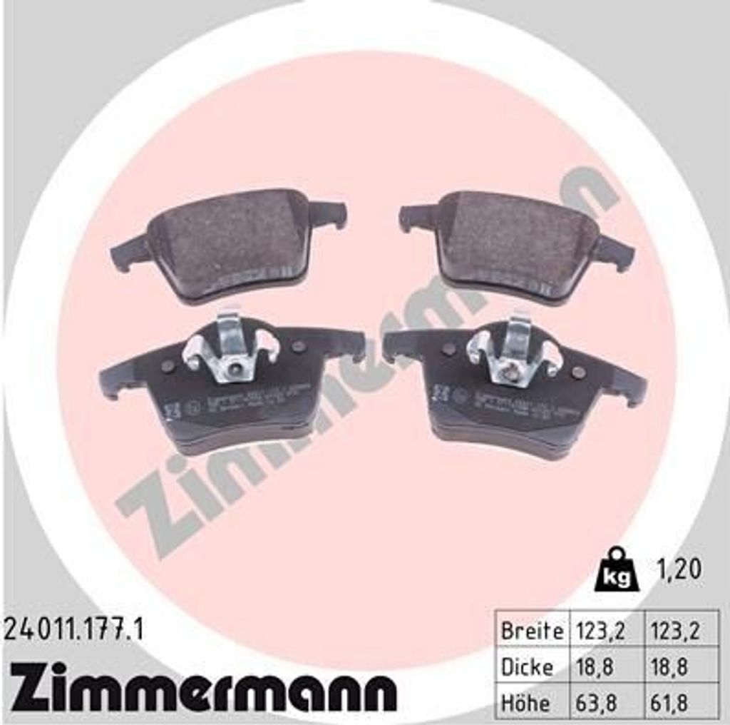 ZIMMERMANN 24011.177.1 - Bremsbeläge für XC90 I (275)