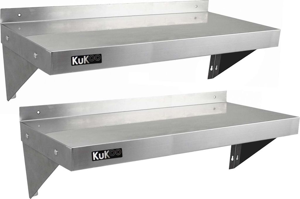 KuKoo 2 x Gastro Edelstahl Regal Wandregal Küchenregal Wandbord Gewürzregal