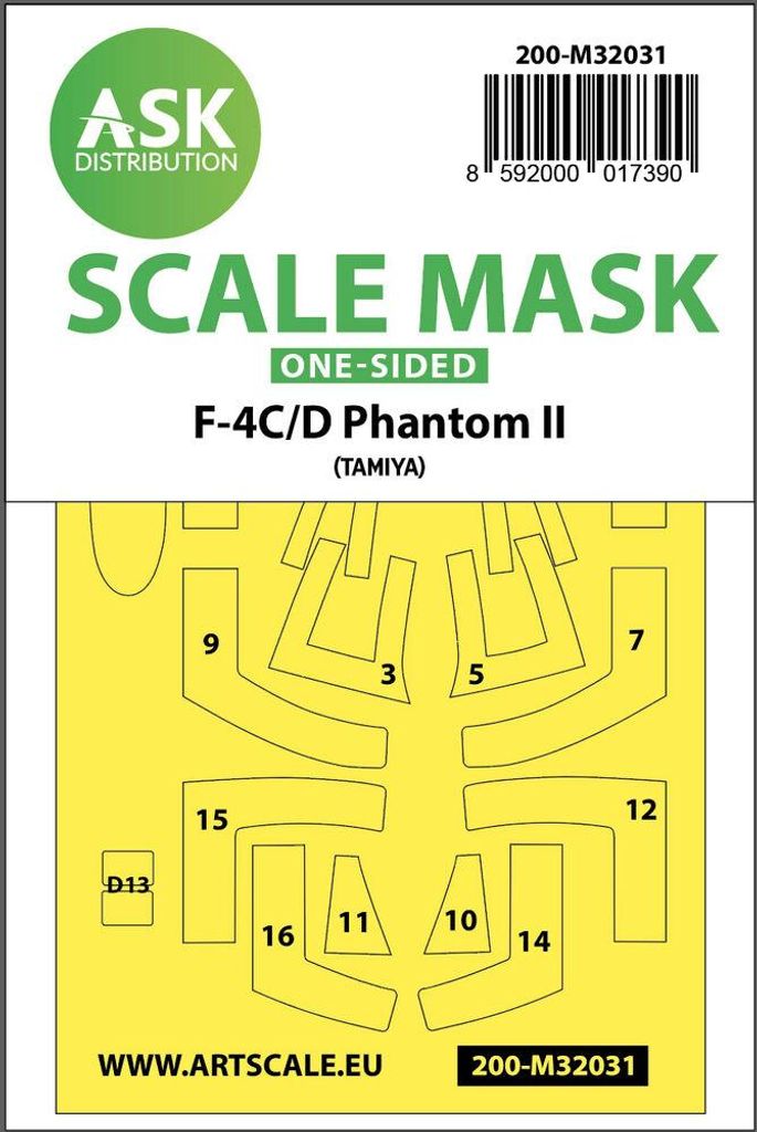 Art Scale Kit 200-M32031 - 1:32 F-4C/D Phantom one-sided mask for Tamiya - Neu