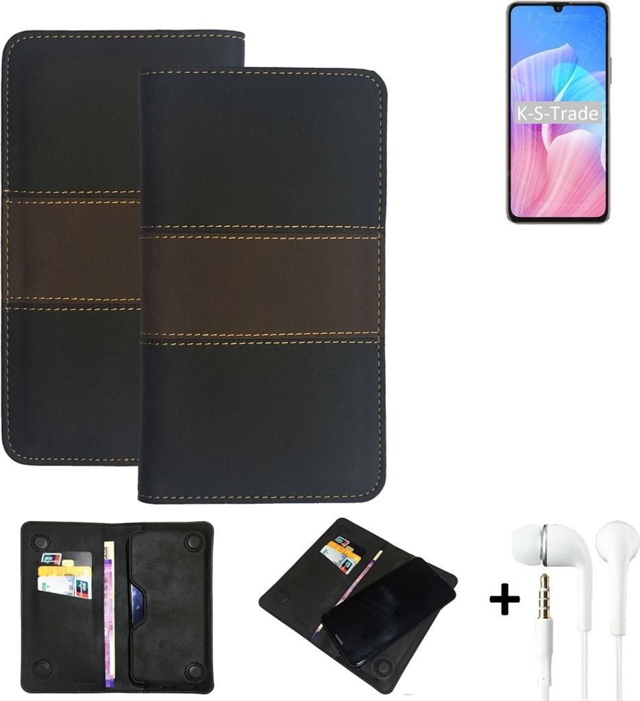 K-S-Trade Handyhülle + Kopfhörer kompatibel mit Huawei Enjoy Z 5G Schutzhülle Walletcase Bookstyle Tasche Schutz Case Hülle Wallet Cover