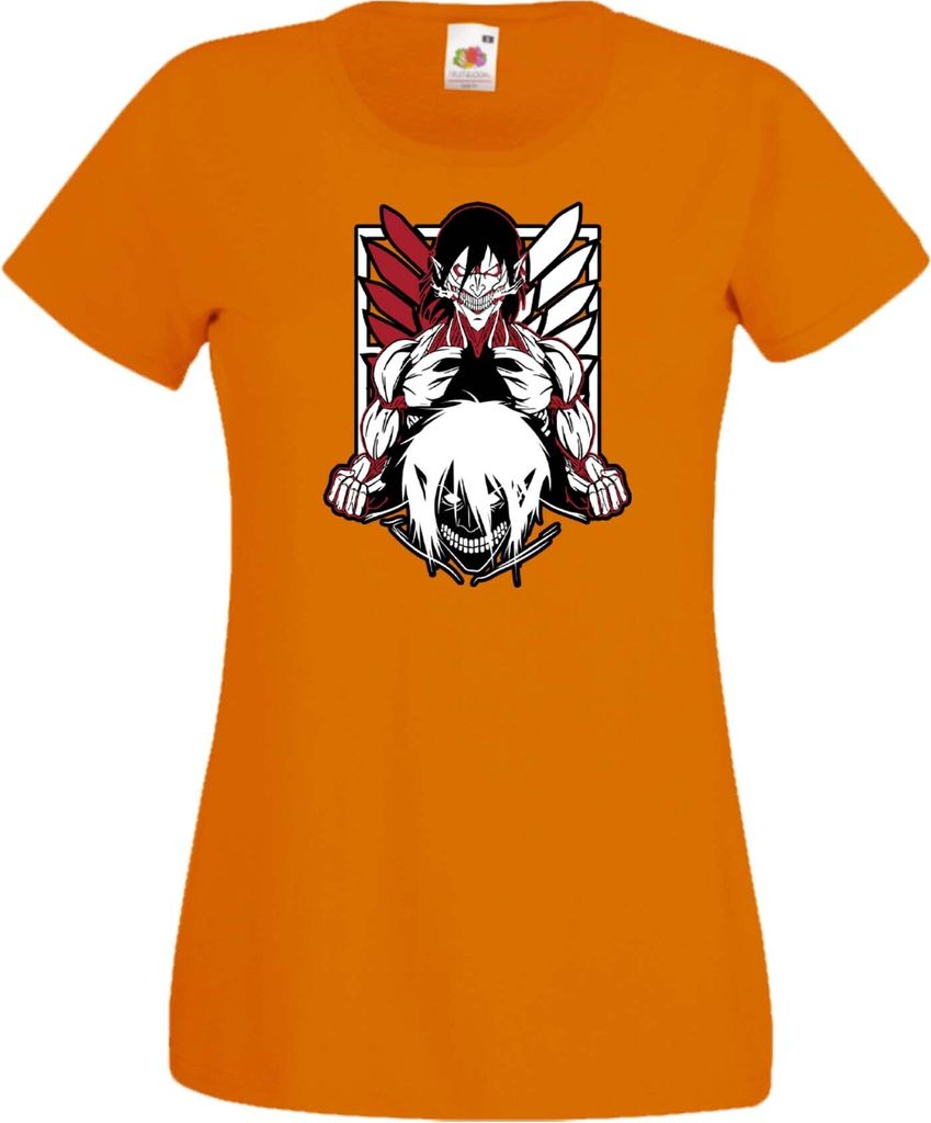 Damen T-Shirt Anime Manga Attack Anime On Titan 05 Puppet Titan, Lady L / Orange