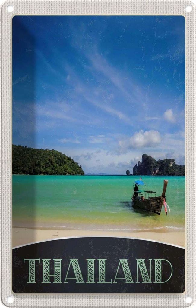 vianmo Blechschild 18x12 cm Thailand Boot Himmel Bildmotiv Reisemotiv Abenteuer Reisen Urlaub