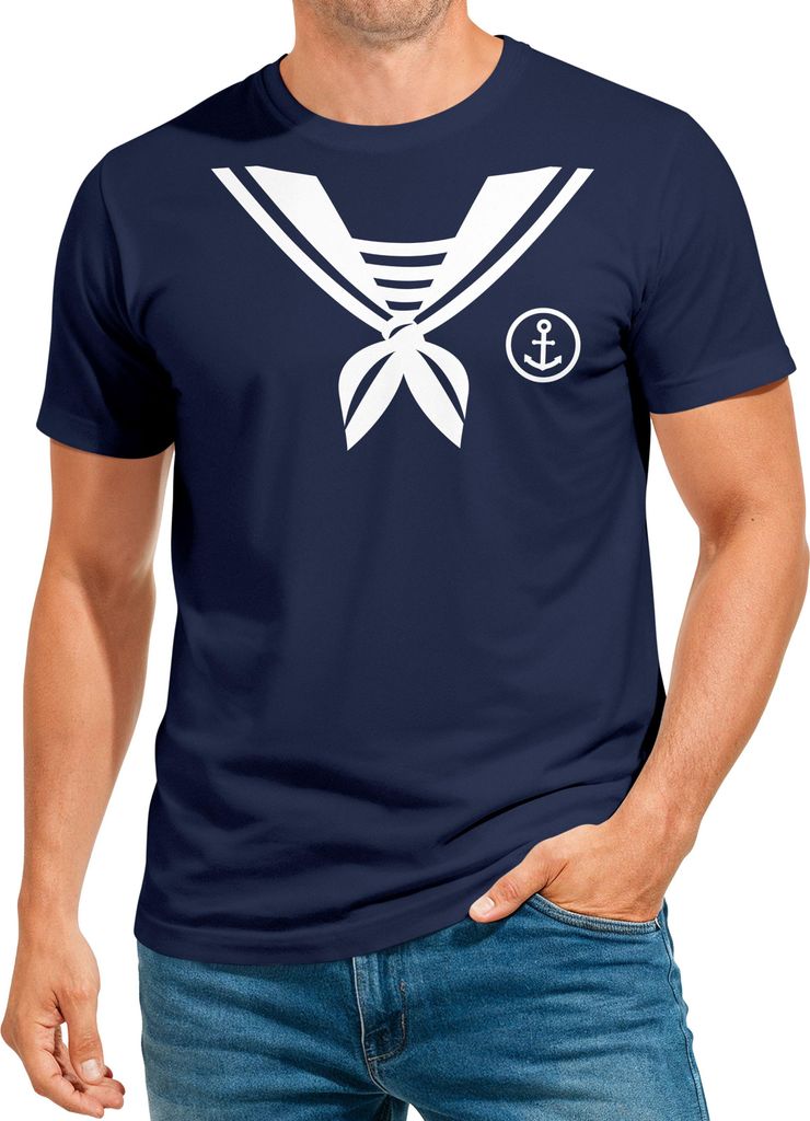 Herren T-Shirt Matrose Sailor Last Minute Faschingskostüme Männer Faschingsshirt Verkleidung Karneval Fastnacht Moonworks