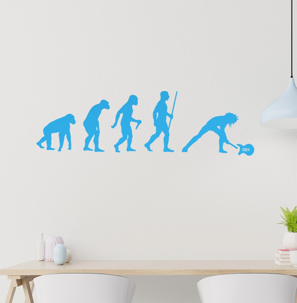 Gitarrist Musiker Evolution Wandtattoo Wandaufkleber Wall Sticker - Dekoration, Küche, Wohnzimmer, Schlafzimmer, Badezimmer
