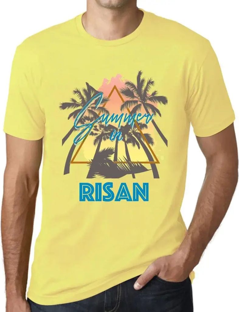 Herren Grafik T-Shirt Palmen Sonnenschein Sommer in Risan – Palm, Sunshine, Summer In Risan – Öko-Verantwortlich Vintage Jahrgang Kurzarm Lustige