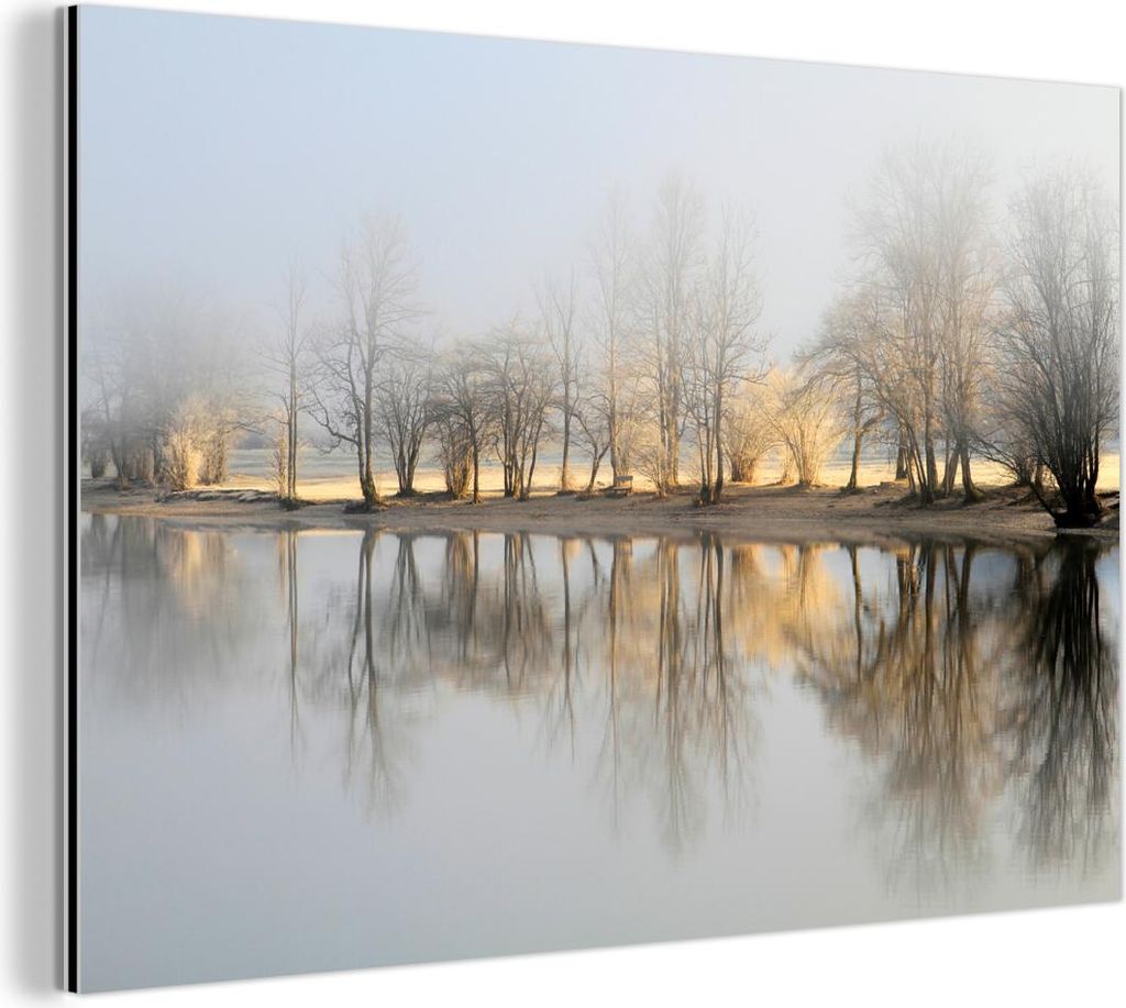 MuchoWow Wanddekoration Metall Metallbild Wandkunst 150x100 cm Wasser - Bäume - Natur - Landschaft MuchoWow Aluminium Gemälde - Alu Dibond Bild