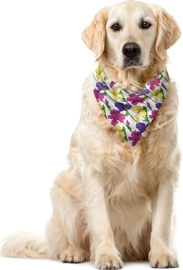 ABAKUHAUS Blumen Haustier Bandana, Iris Botanische Blumen-Kunst, 40x40 cm, weiß Multicolor
