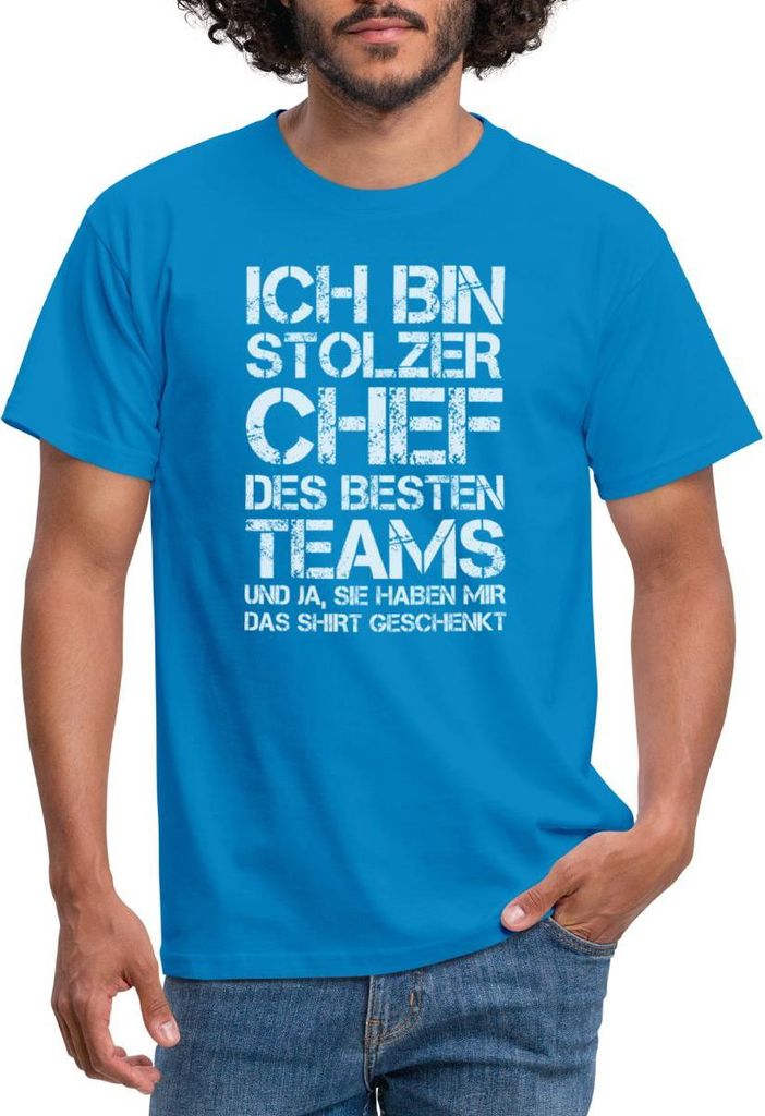 Spreadshirt Stolzer Chef Des Besten Teams Geschenk Geschenkidee für den Boss Männer T-Shirt, XXL, Royalblau