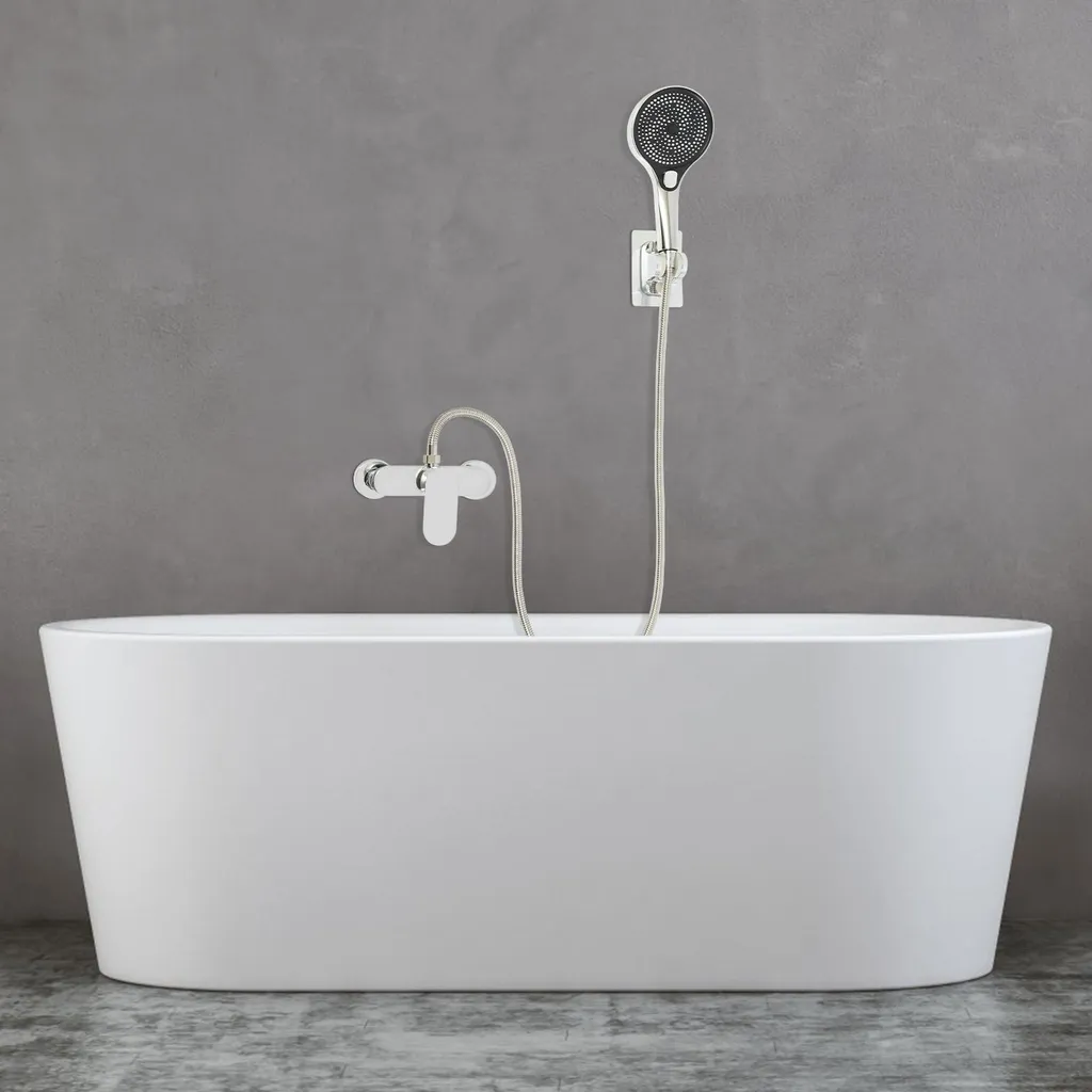 Mitigeur de Douche Mural à 3 Modes avec Pommeau Large Rectangulaire