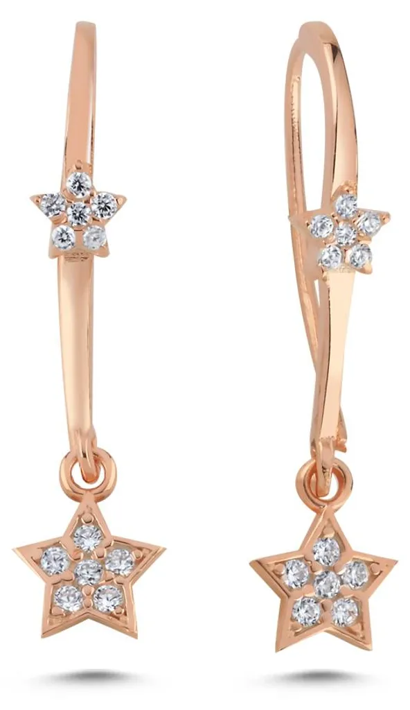 Pendantes d'oreilles étoiles en argent et oxydes de zirconium brillants