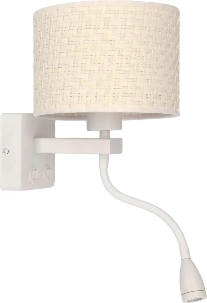 Applique murale POLO avec liseuse LED 2W et douille E27 blanc crème